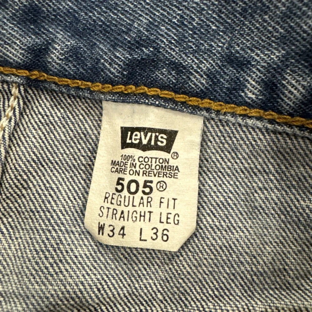 Vintage Levis 505 Jeans Mens 32 x 36‎ Denim Regular Fit Straight Leg 90s